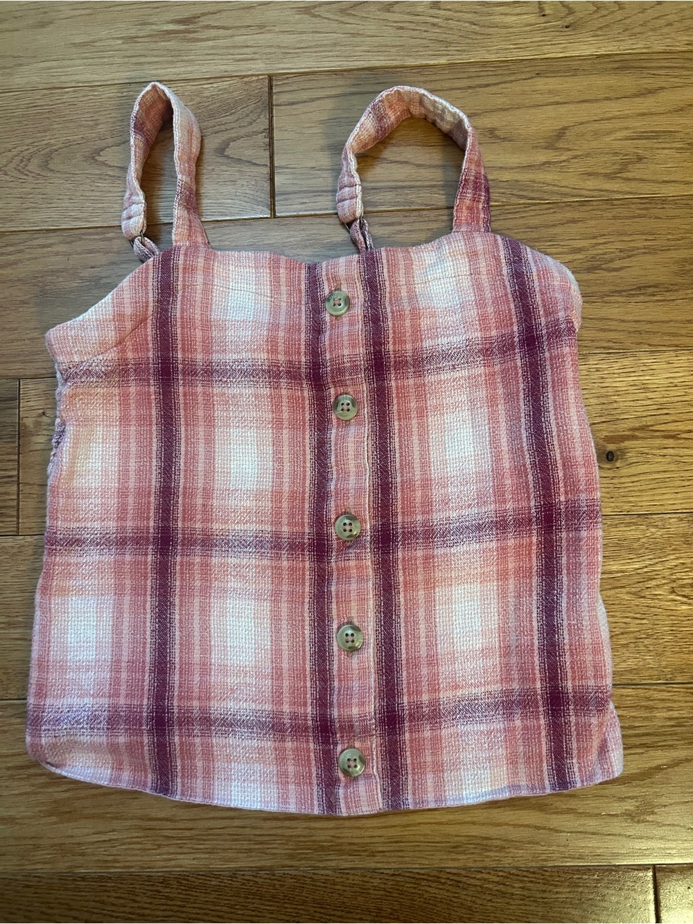 Abercrombie Kids Pink Plaid Smocked Crop Tank Top Girls Size 9/10